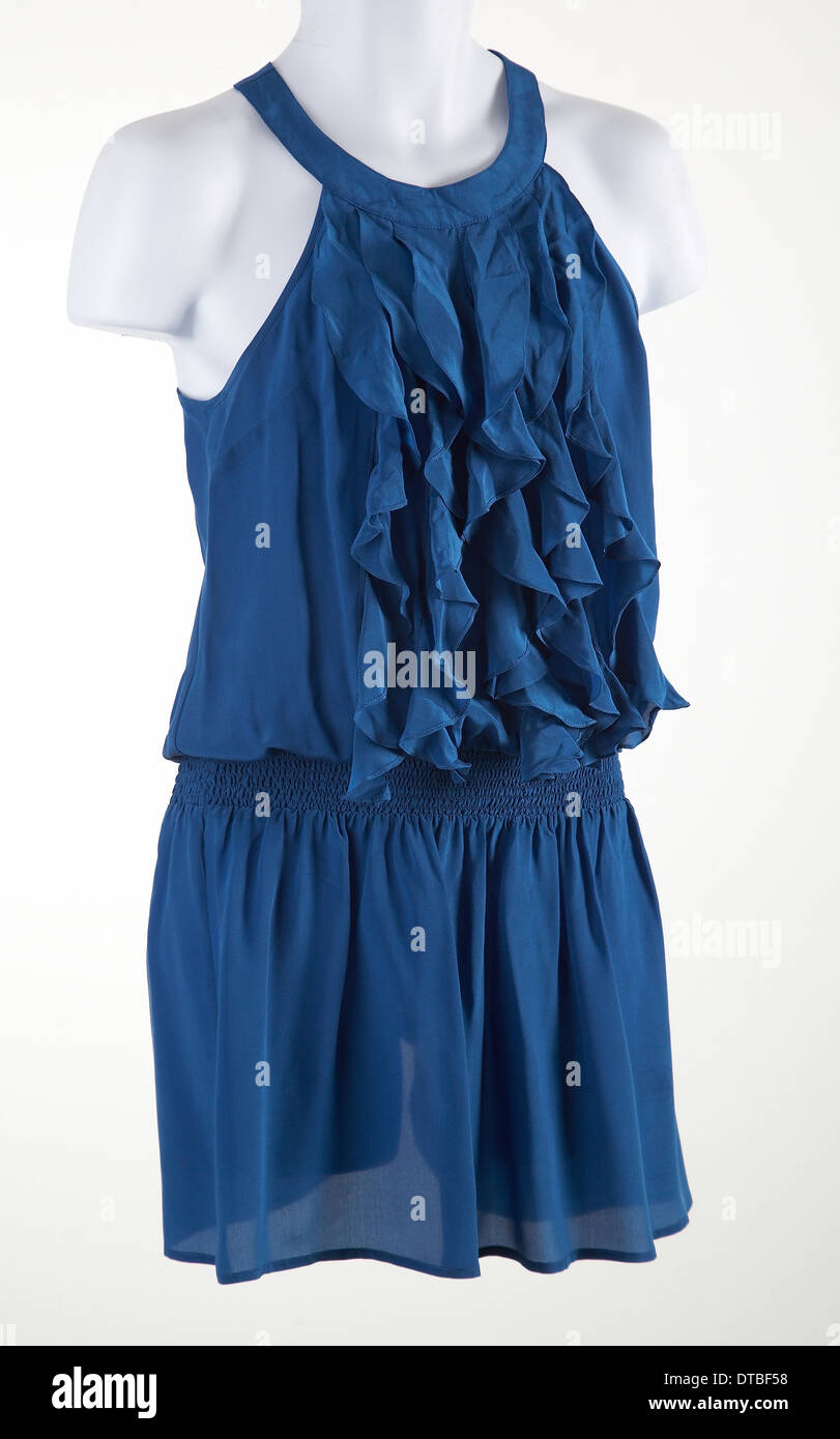Womens robe bleue sur un mannequin. Banque D'Images