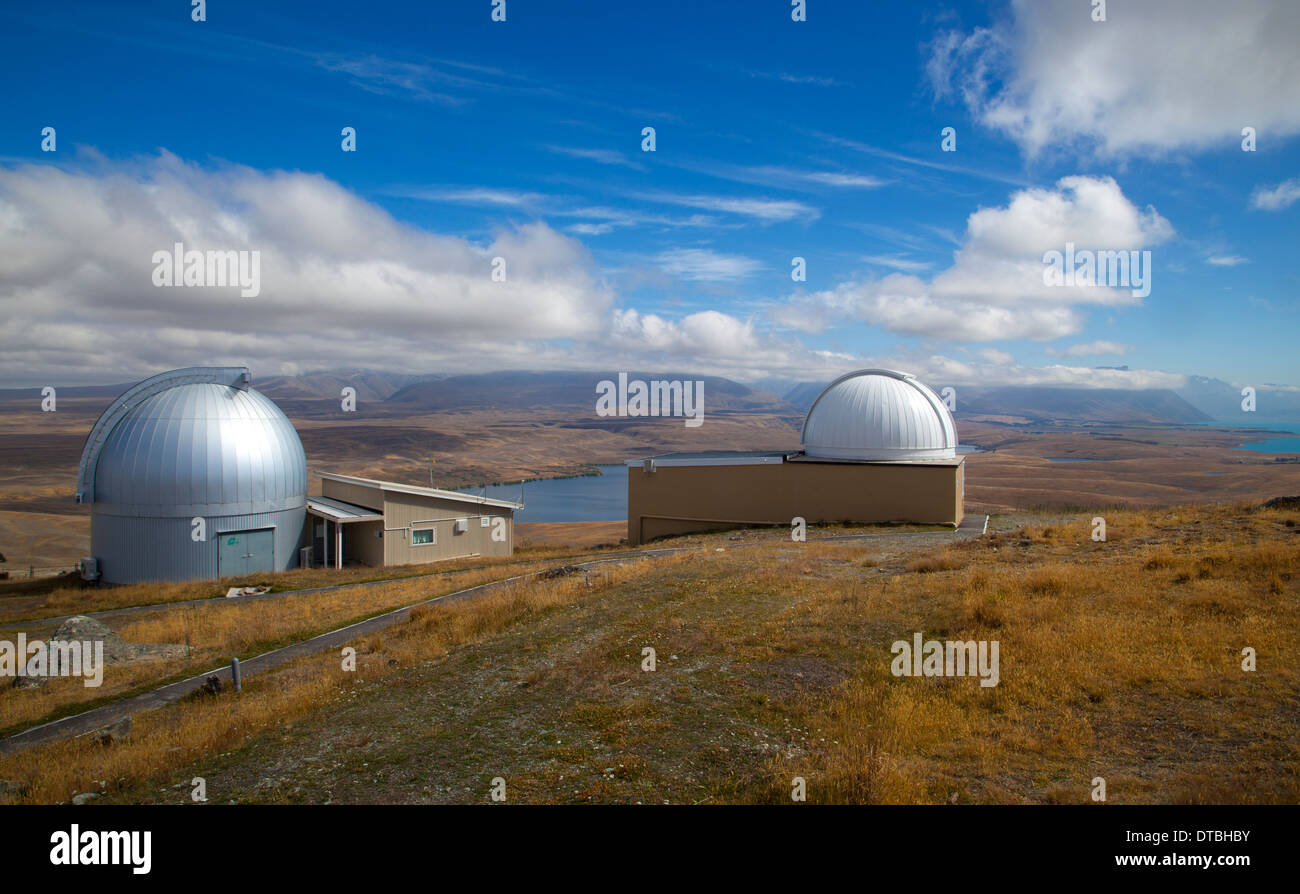 Le mont John Observatory, le lac Tekapo en direction de Mount Cook National Park, South Island, New Zealand Banque D'Images