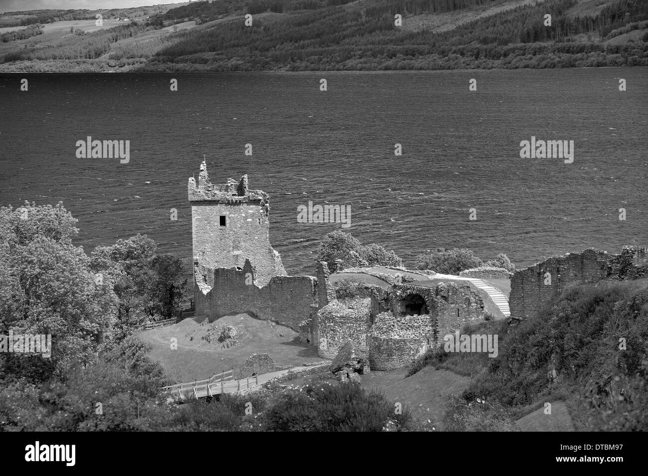 Ruines du château d'Urquhart, Loch Ness, Highlands d'Ecosse, Grande-Bretagne, Royaume-Uni Banque D'Images