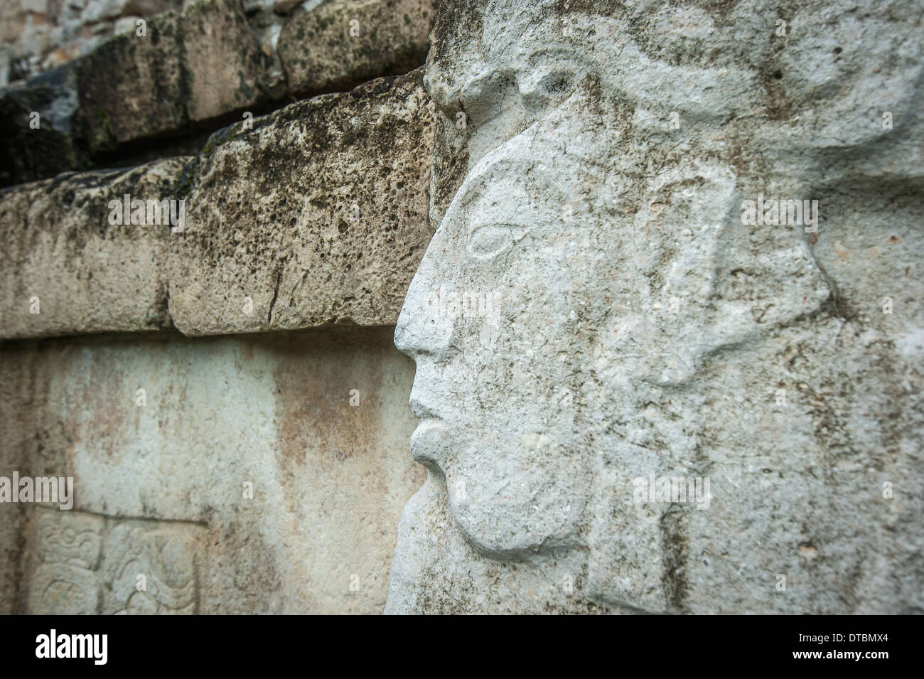 Bas-reliefs au ruines de Palenque, Mexique Banque D'Images