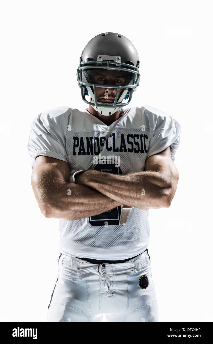 Studio portrait of american football player Banque D'Images