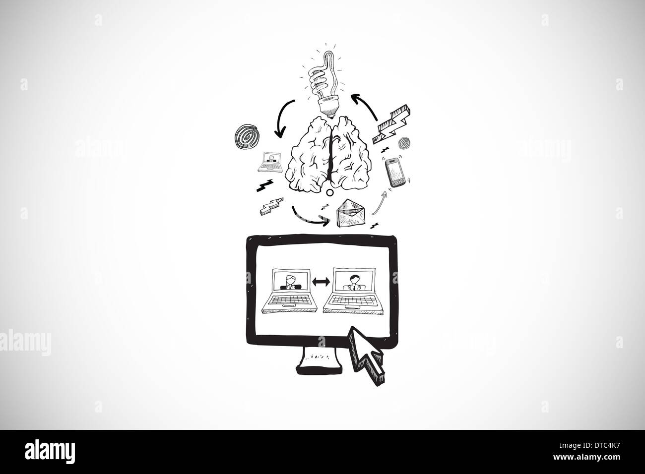 Image composite de chat vidéo et applications doodle Banque D'Images