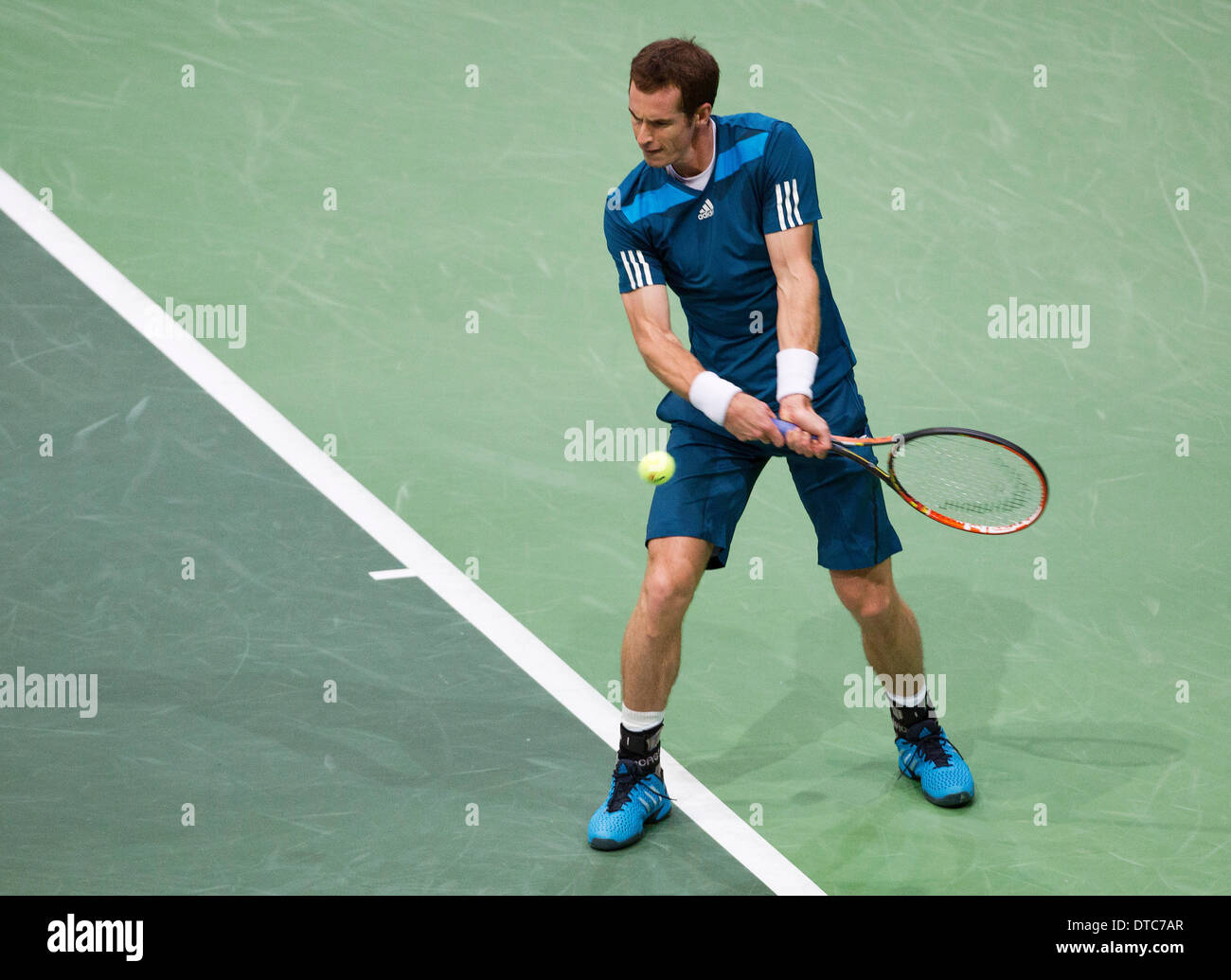 Rotterdam, aux Pays-Bas. Feb 14, 2014. ABN AMRO World Tennis Tournament Andy Murray (GRB) dans son match contre Marin Cilic(KRO) Photo:Tennisimages/Henk Koster/Alamy Live News Banque D'Images
