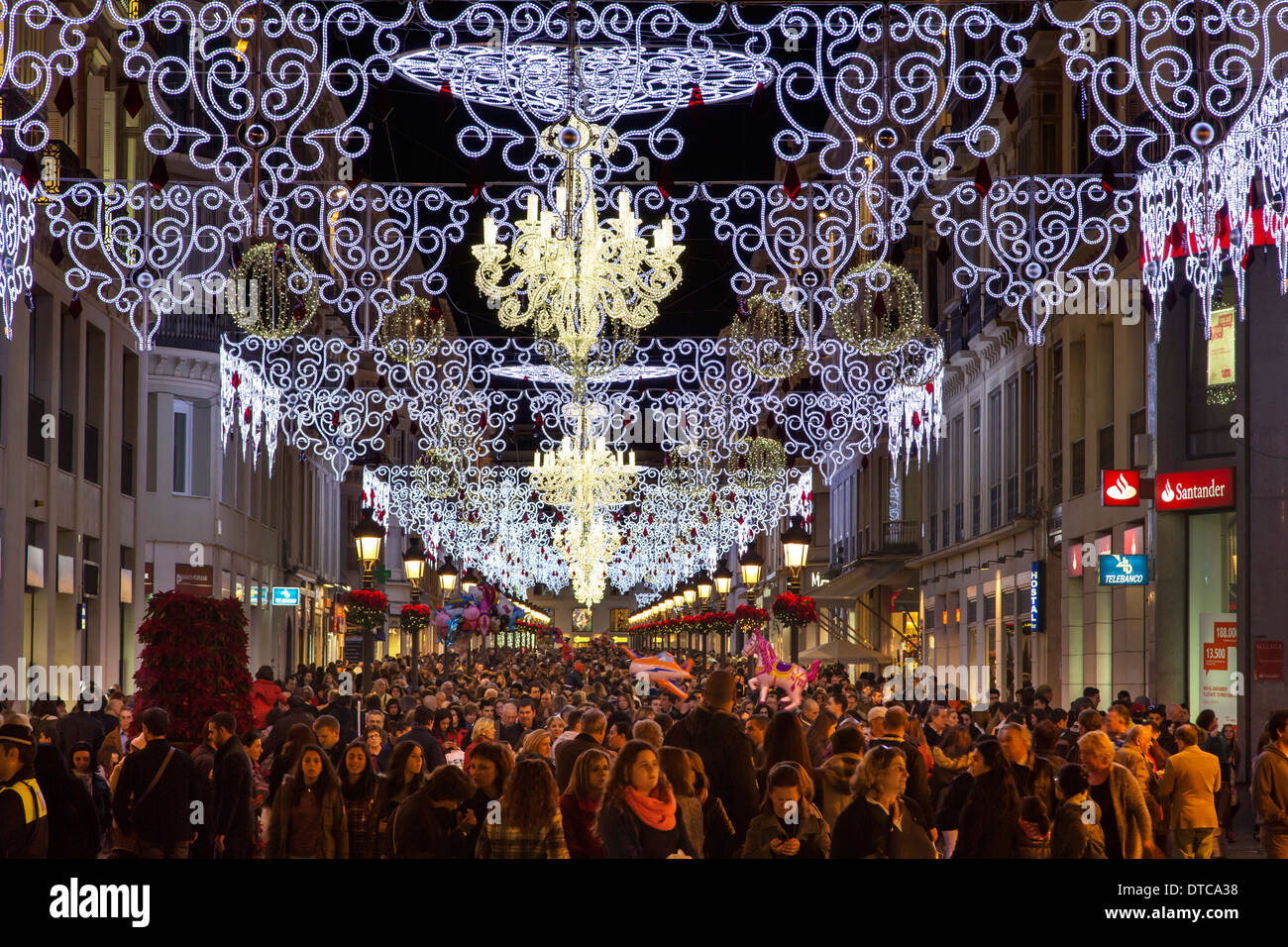 Lumières et décorations de Noël Malaga Costa del Sol Andalousie Espagne