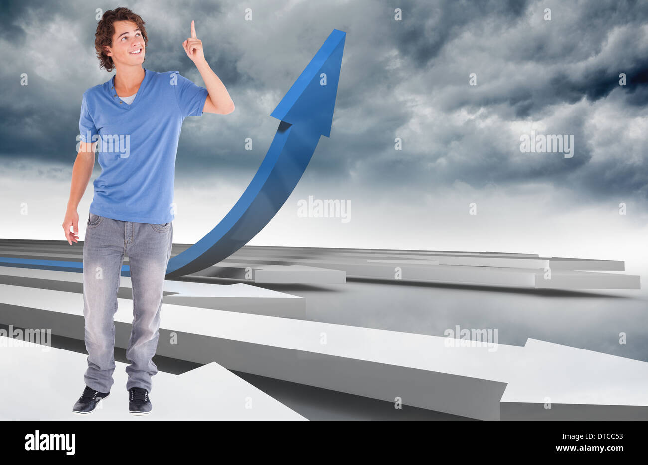 Image composite de handsome guy pointing Banque D'Images
