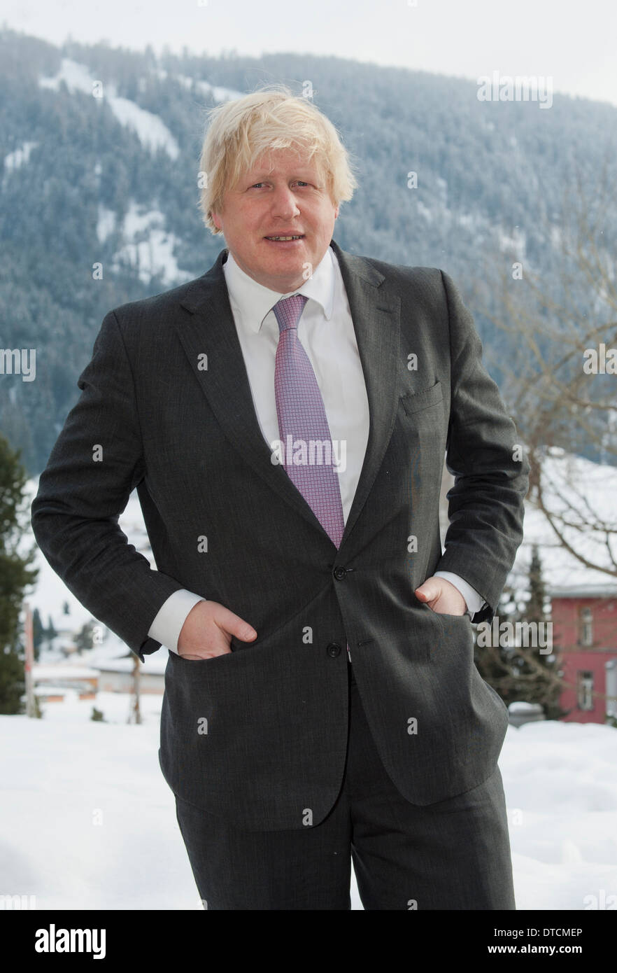 Boris Johnson, Maire de Londres à Davos, en Suisse, au cours de sa visite au Forum économique mondial (WEF) le 25 janvier 2013. Banque D'Images