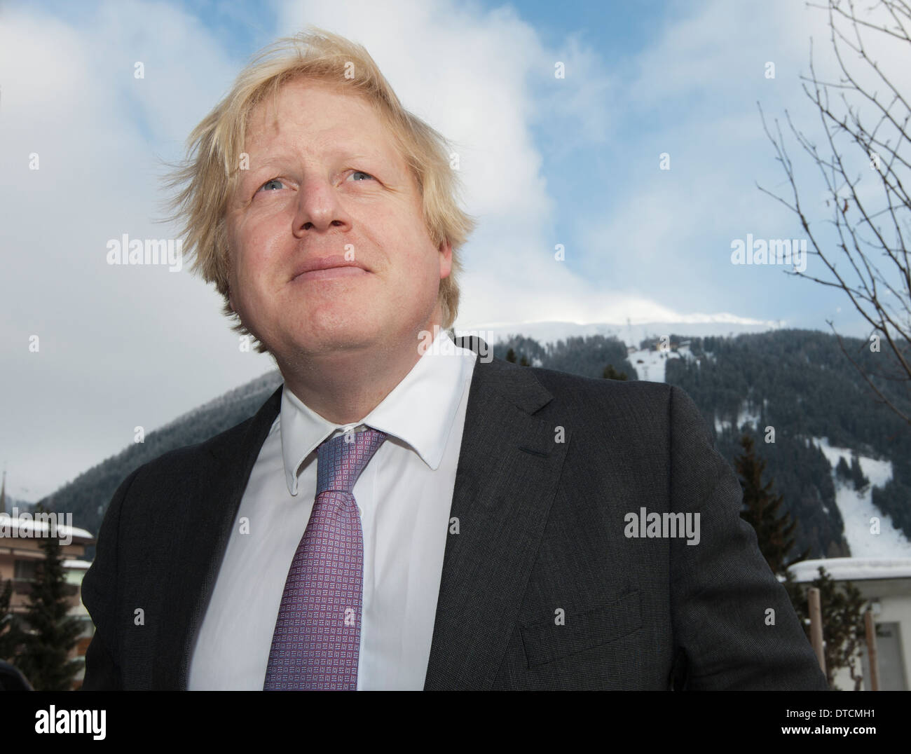 Boris Johnson, Maire de Londres à Davos, en Suisse, au cours de sa visite au Forum économique mondial (WEF) le 25 janvier 2013. Banque D'Images