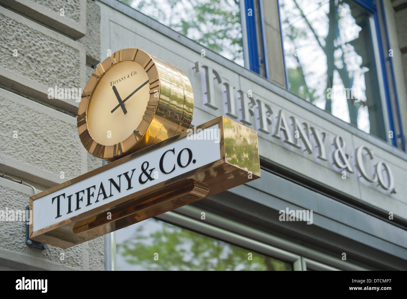 La Boutique Sign de Tiffany sur la Bahnhofstrasse de Zurich Banque D'Images