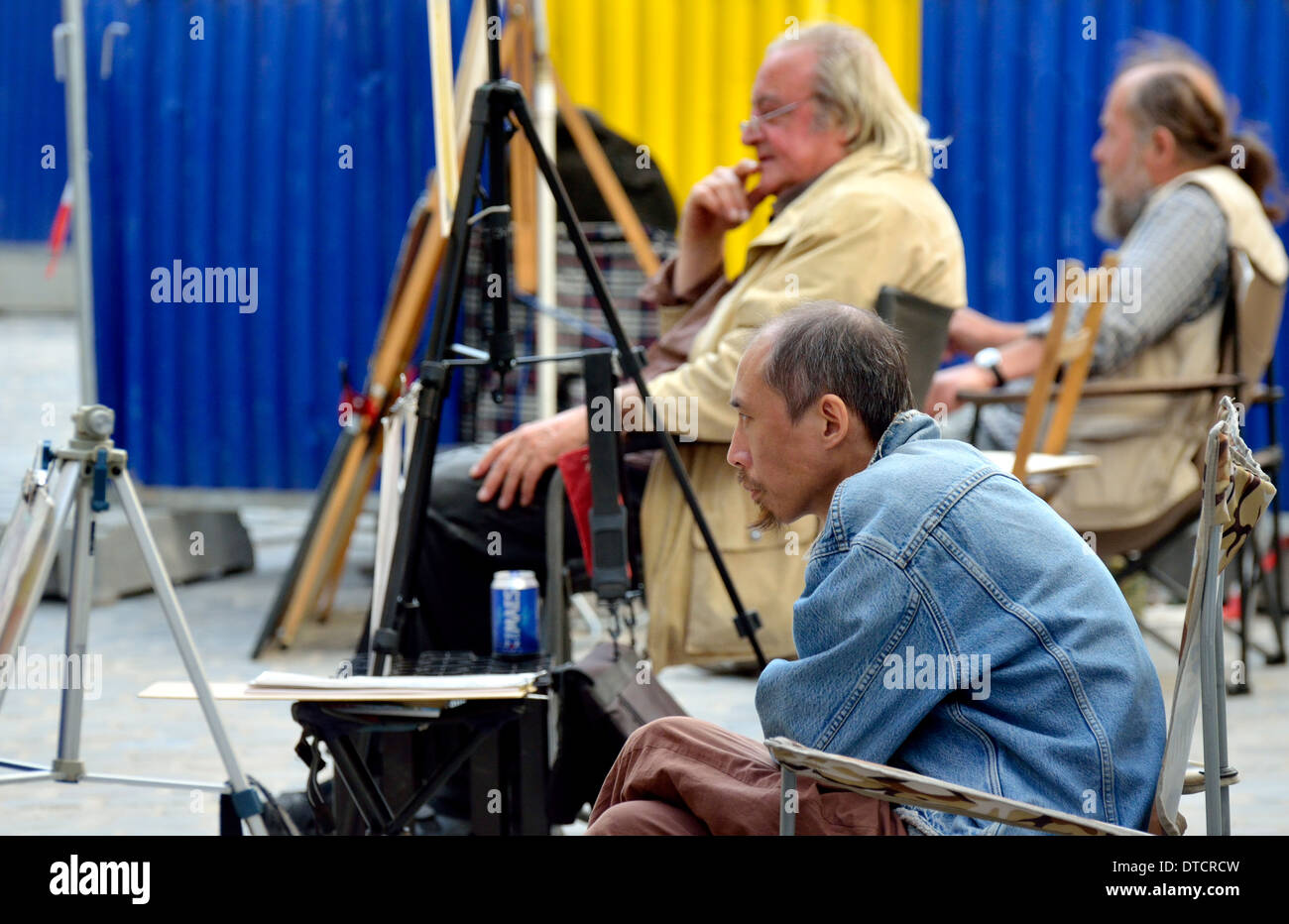 Bruxelles, Belgique. Portraitistes de rue Banque D'Images