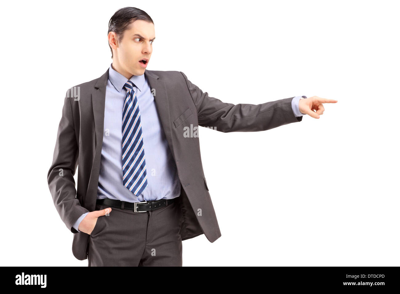 Angry businessman avec son doigt Banque D'Images