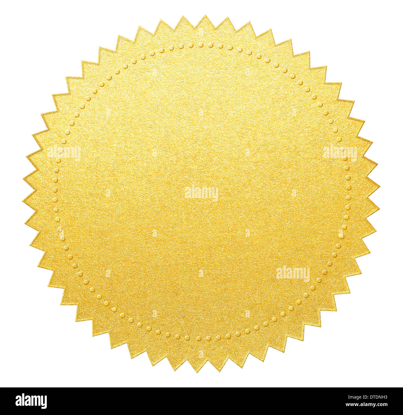 Joint papier d'or ou une médaille avec chemin de détourage inclus Banque D'Images