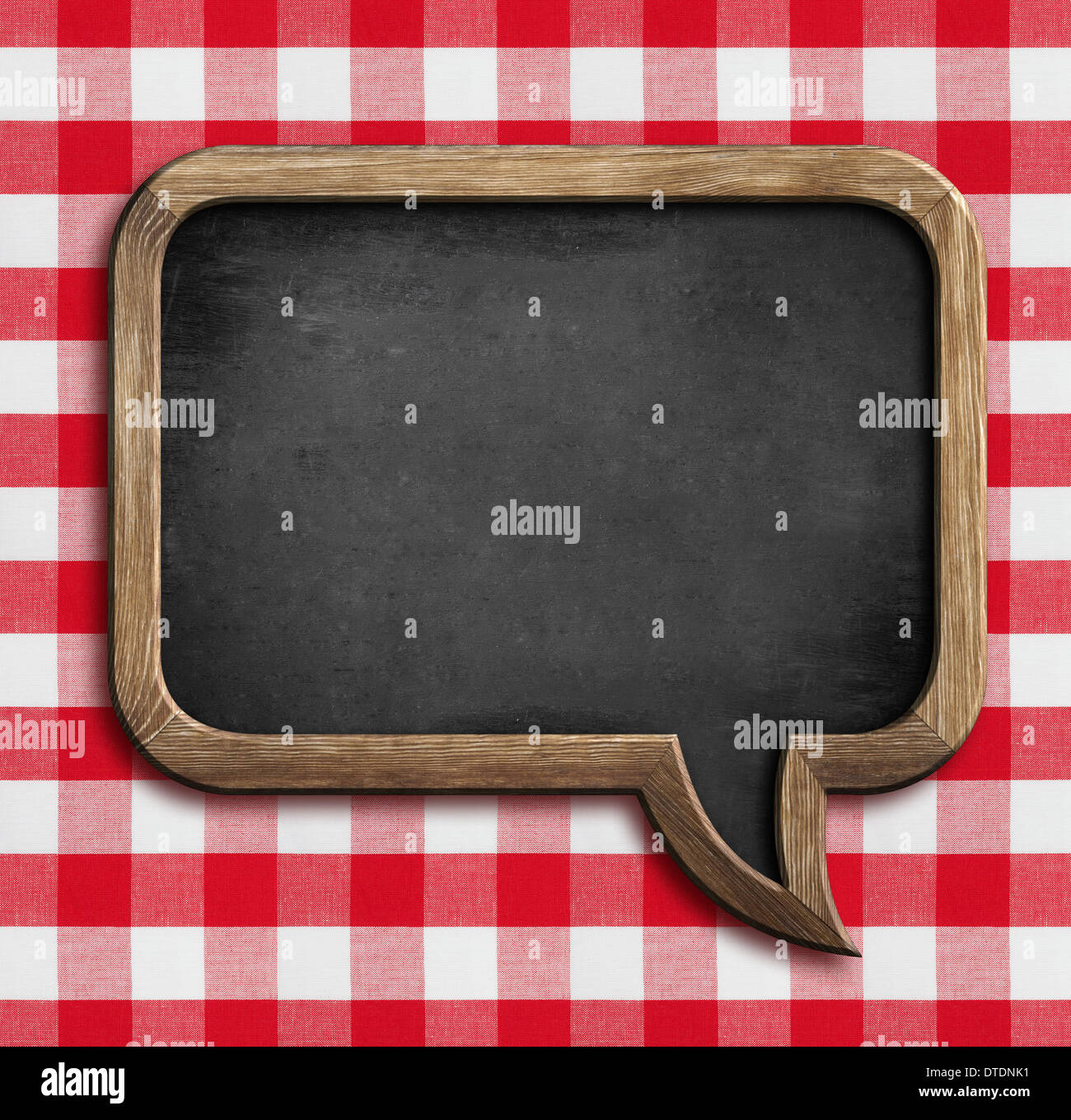 Tableau menu bulle sur table avec nappe de pique-nique Banque D'Images