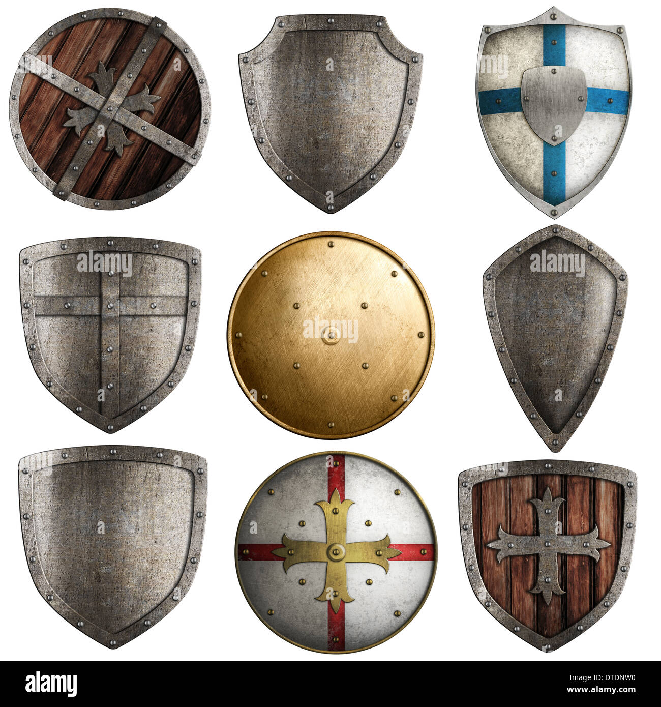 Shields collection isolated on white Banque D'Images
