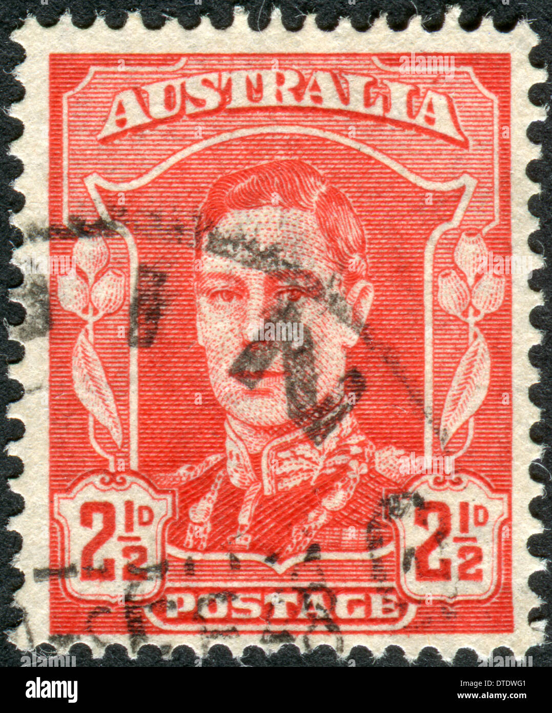 Australie - VERS 1942 : timbre-poste imprimé en Australie montre le roi George VI, vers 1942 Banque D'Images