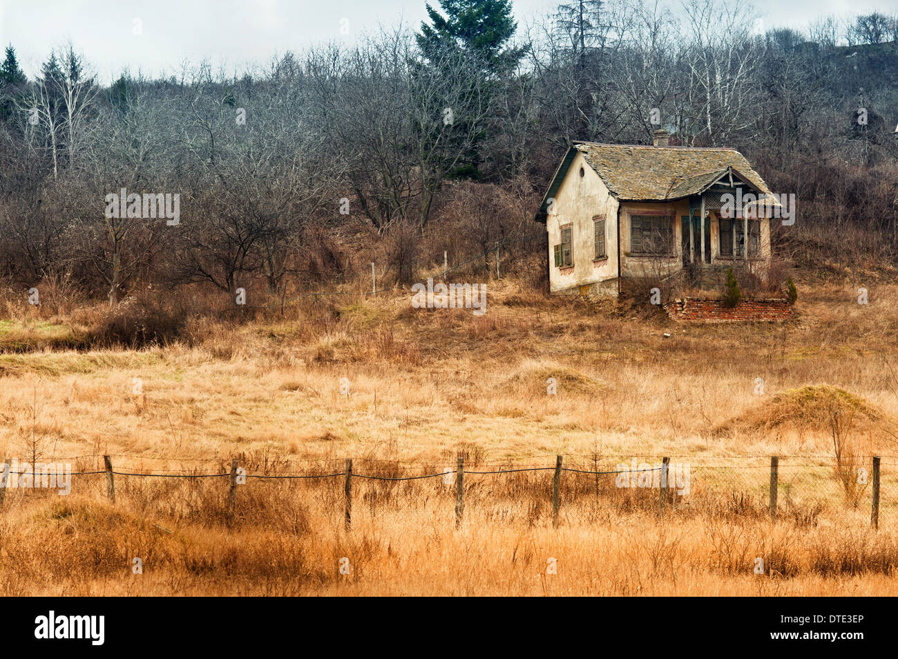 Vieille maison abandonnée. Vieille maison en ruine sur le terrain en milieu rural dans le Nord de la Serbie. Banque D'Images