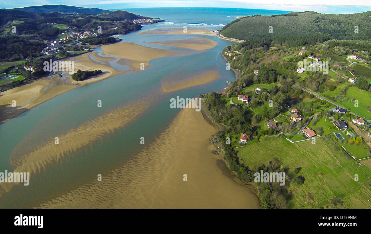Vue aérienne, Pays Basque, Urdaibai, Réserve de biosphère, Banque D'Images