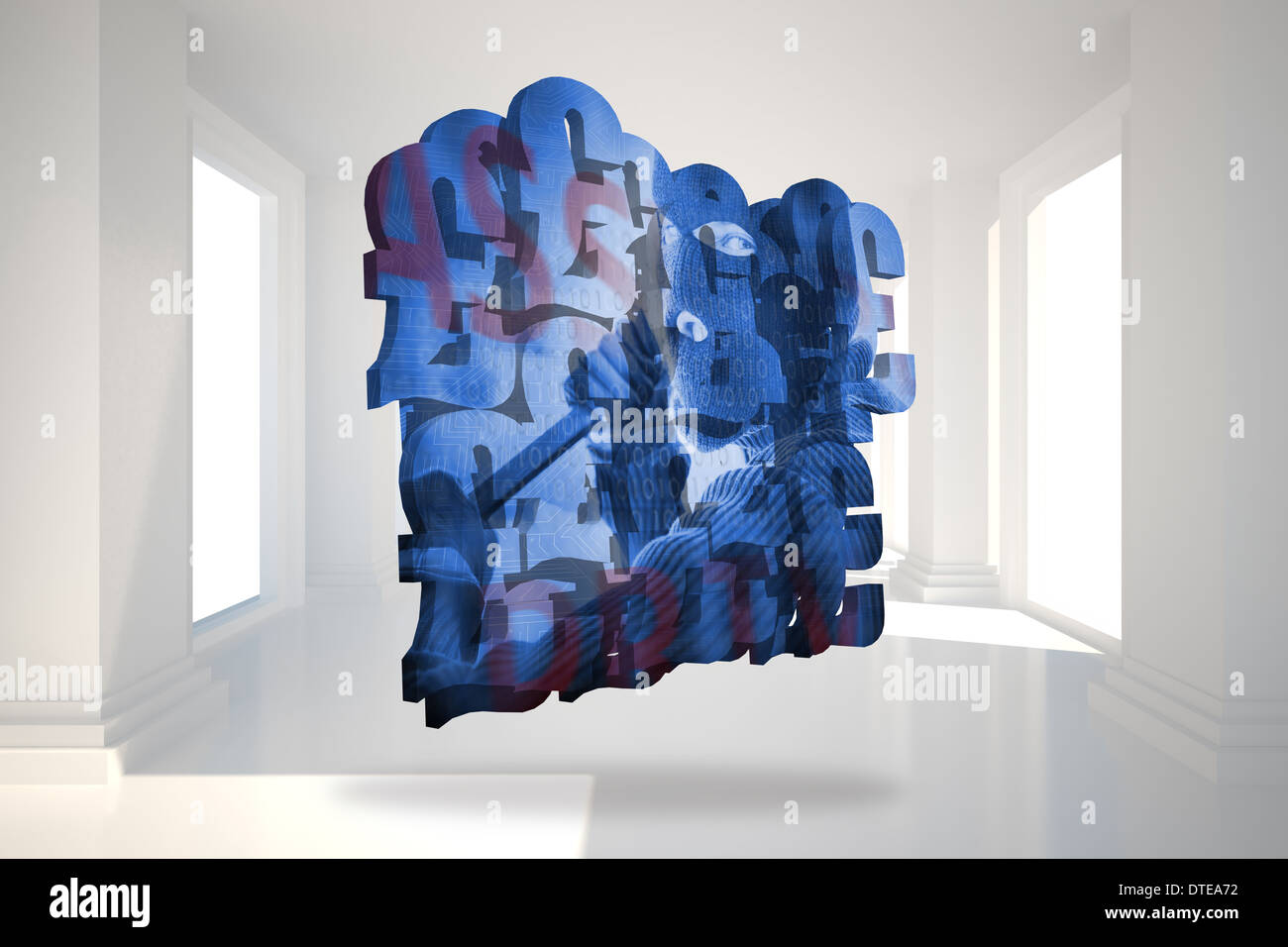 Image composite de burglar on abstract screen Banque D'Images