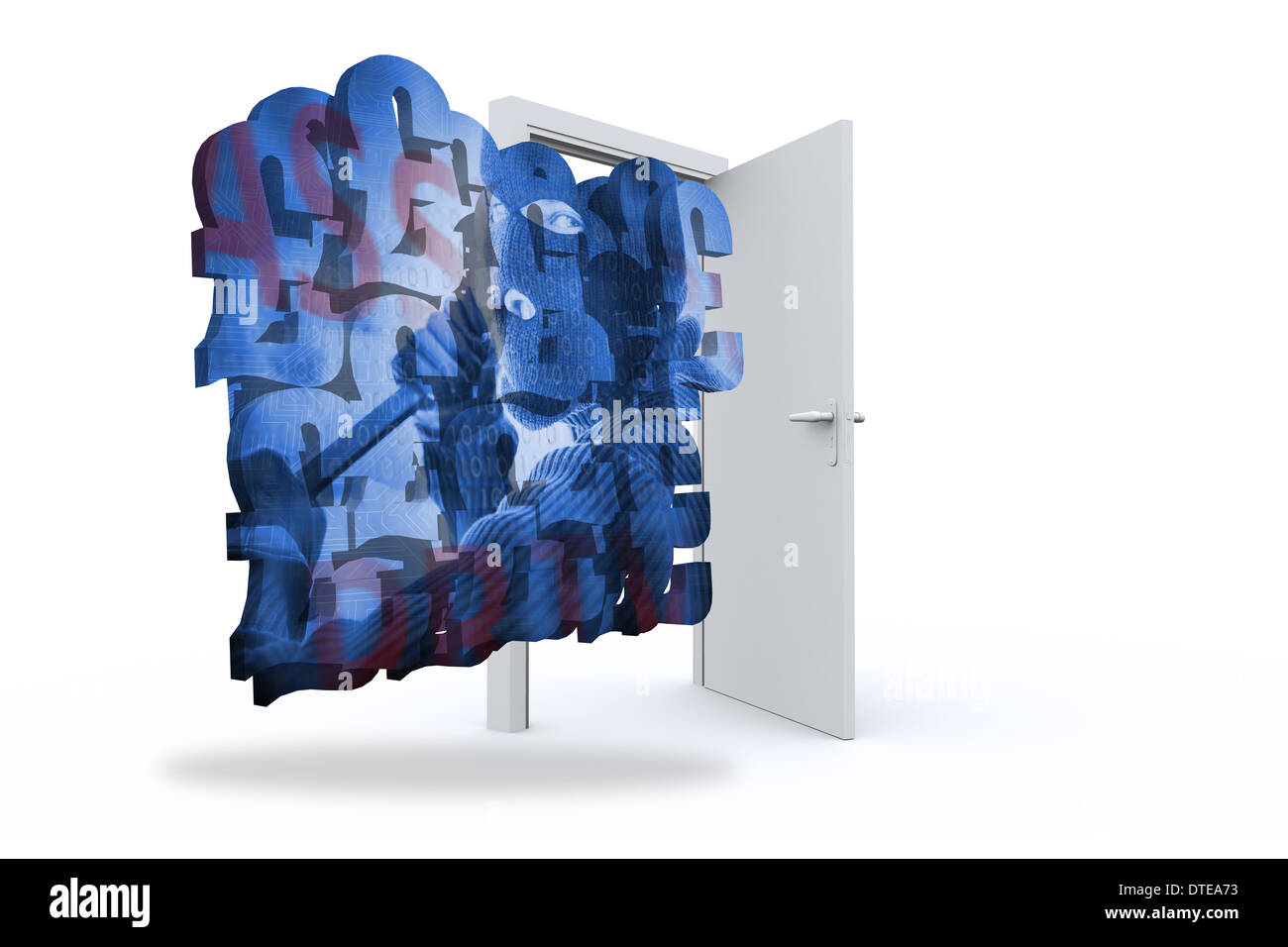 Image composite de burglar on abstract screen Banque D'Images