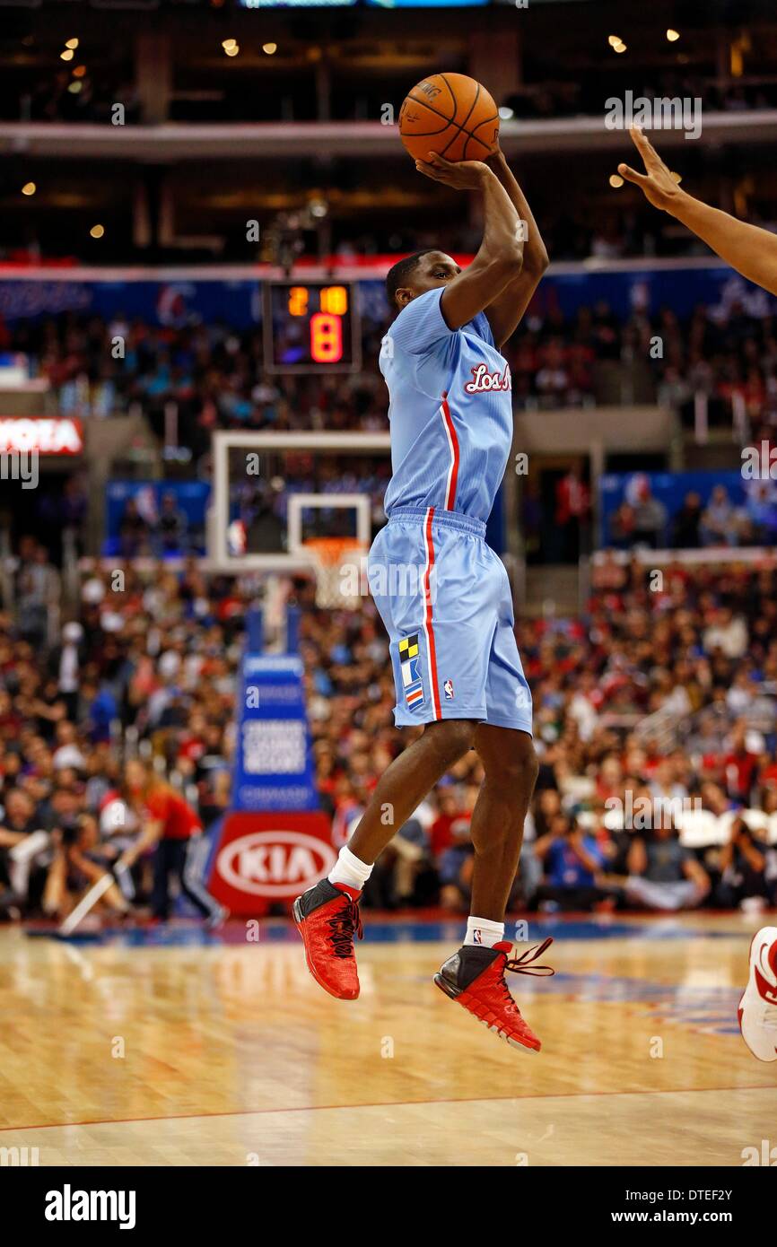 Los Angeles, Californie, USA. 09Th Feb 2014. Darren Collison # 2 de la Los Angeles Clippers au cours de la NBA match entre les Los Angeles Clippers et les Philadelphia 76ers au Staples Center de Los Angeles, Californie. Charles Baus/CSM/Alamy Live News Banque D'Images