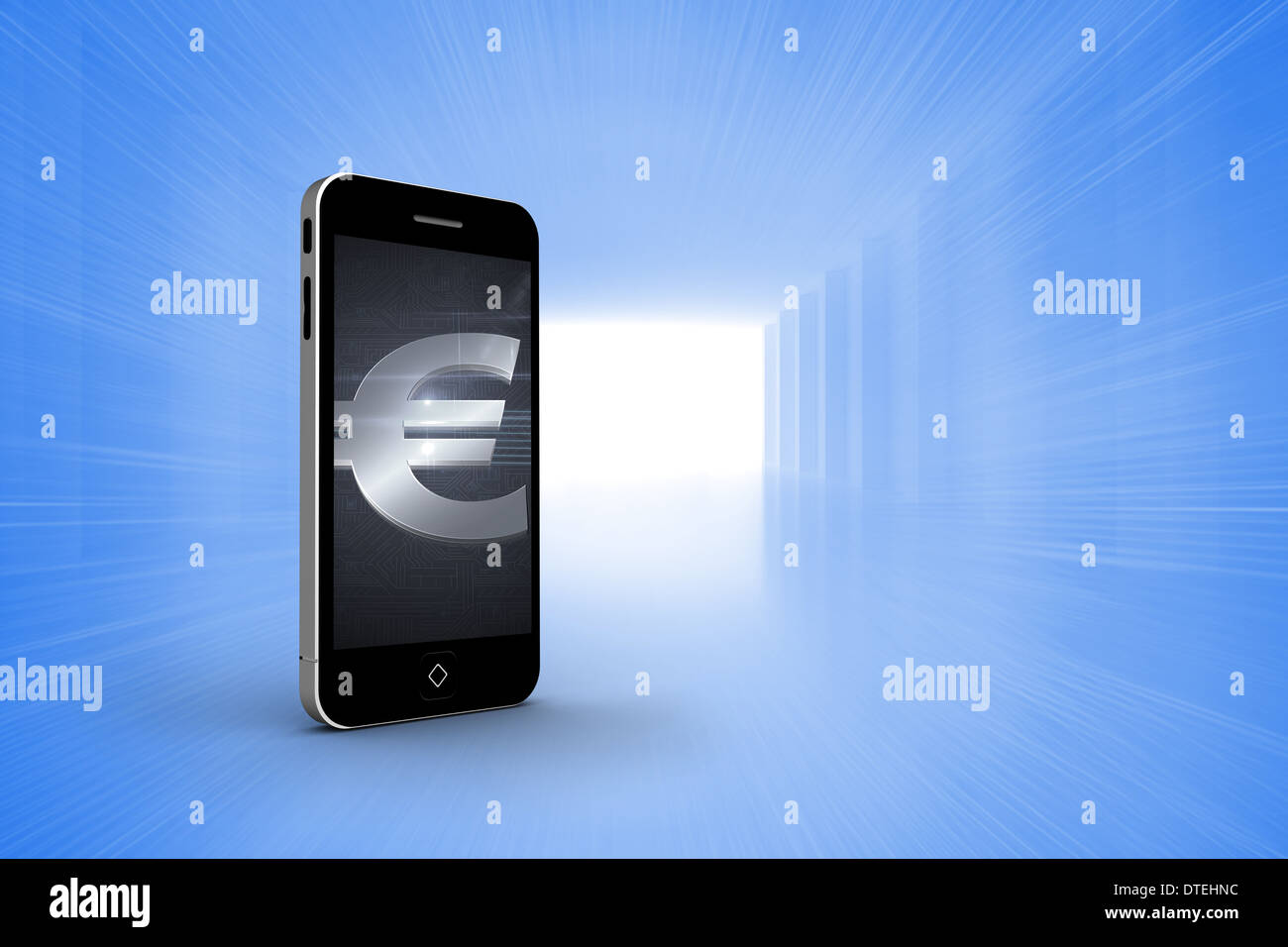 Image composite du symbole de l'euro sur l'écran du smartphone Banque D'Images