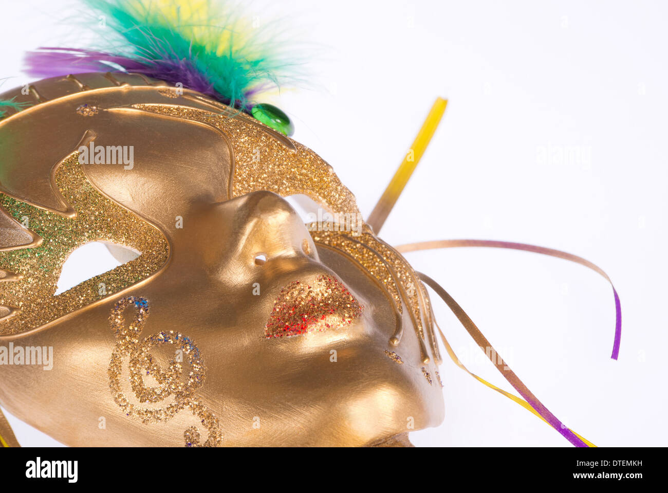 Masque Mardi Gras d'or Banque D'Images