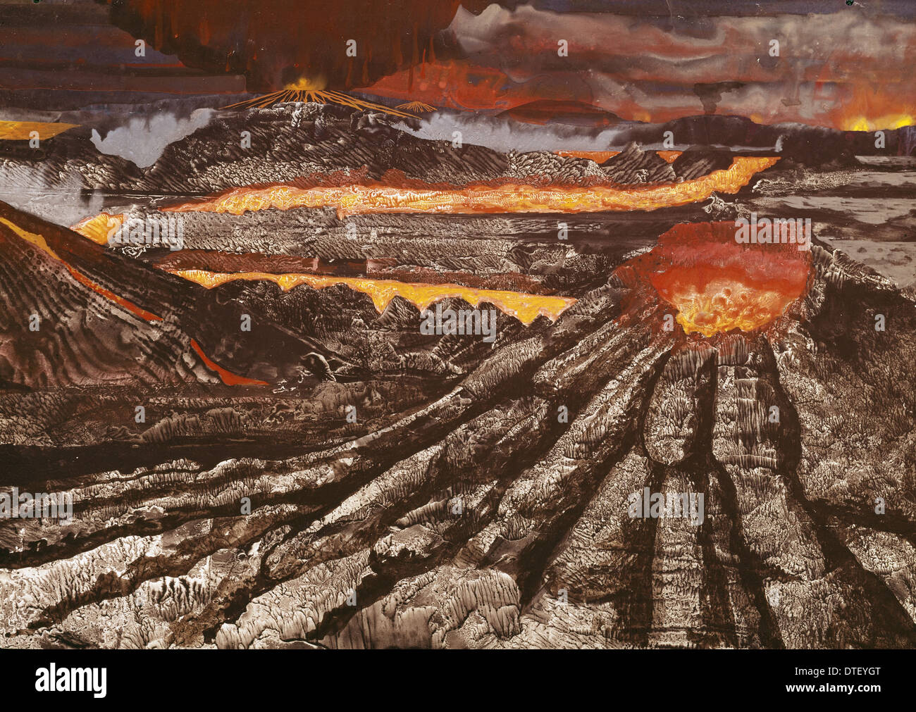 Les volcans sur la Terre primitive Banque D'Images