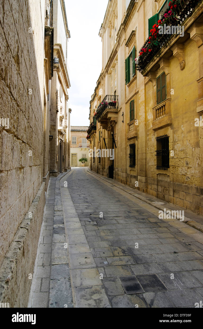 Le silence de la ville de Mdina, Malte. Banque D'Images