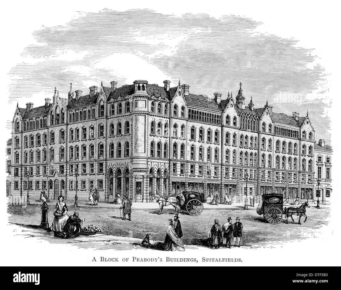 Un bloc de bâtiments du Peabody Spitalfields vers 1890 Banque D'Images