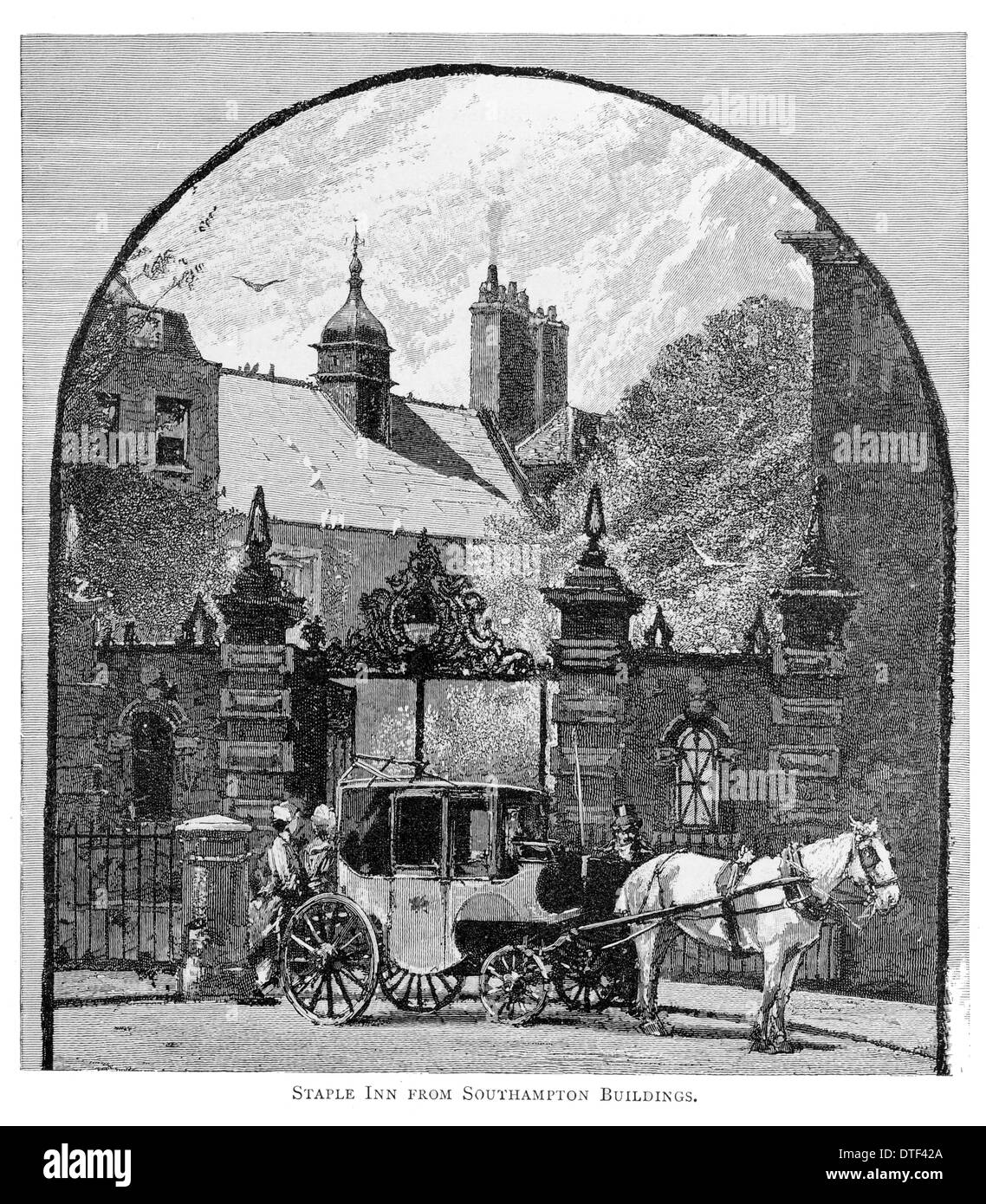 Staple Inn à partir de bâtiments de Southampton vers 1890 Banque D'Images