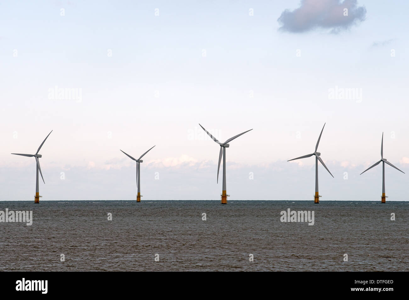 Scroby Sands, parc éolien offshore de Great Yarmouth, Norfolk, Royaume-Uni. Banque D'Images