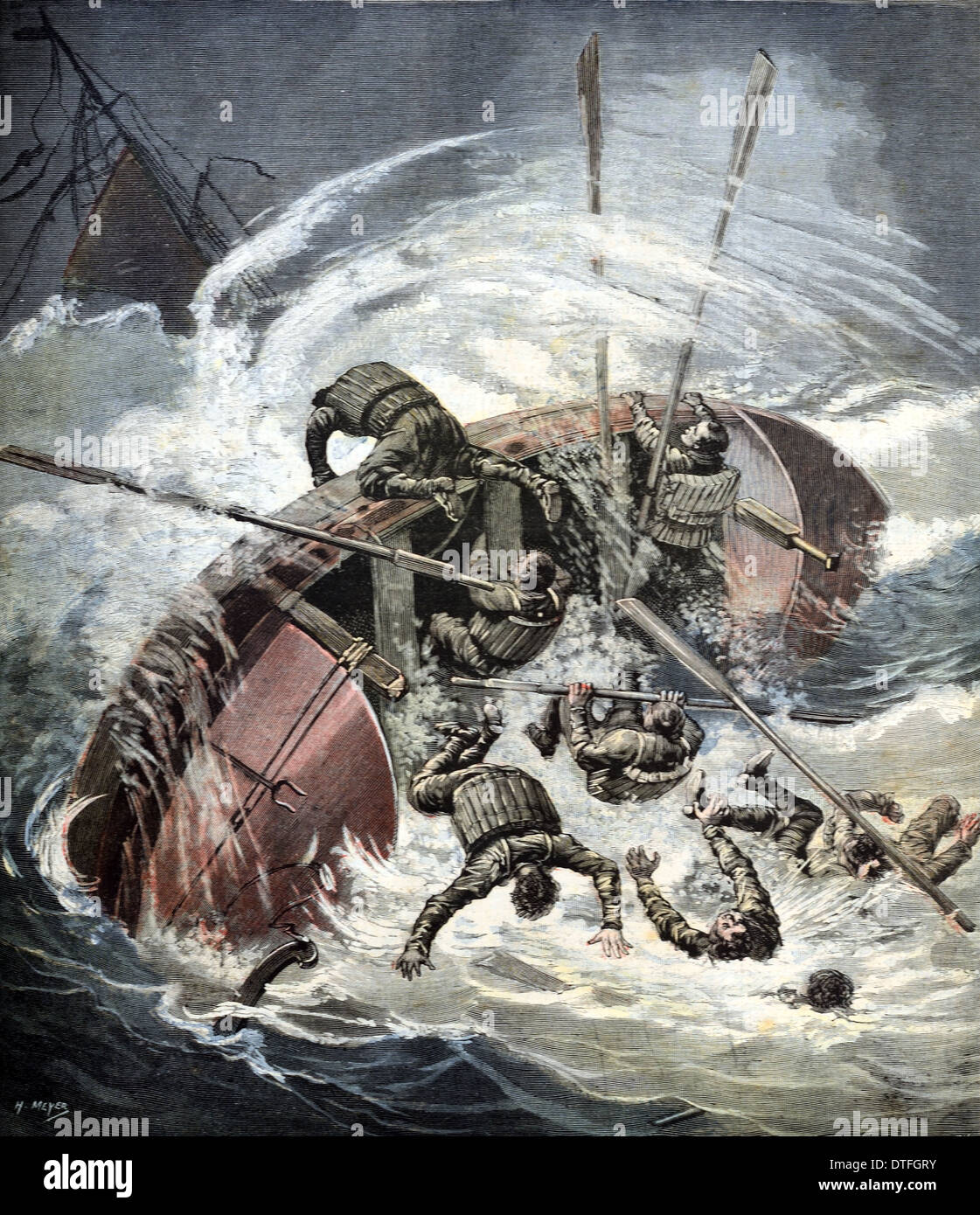 Mer naufrage tempête au large de la côte atlantique française à sables d'Olonne Vendée France 1891 Banque D'Images