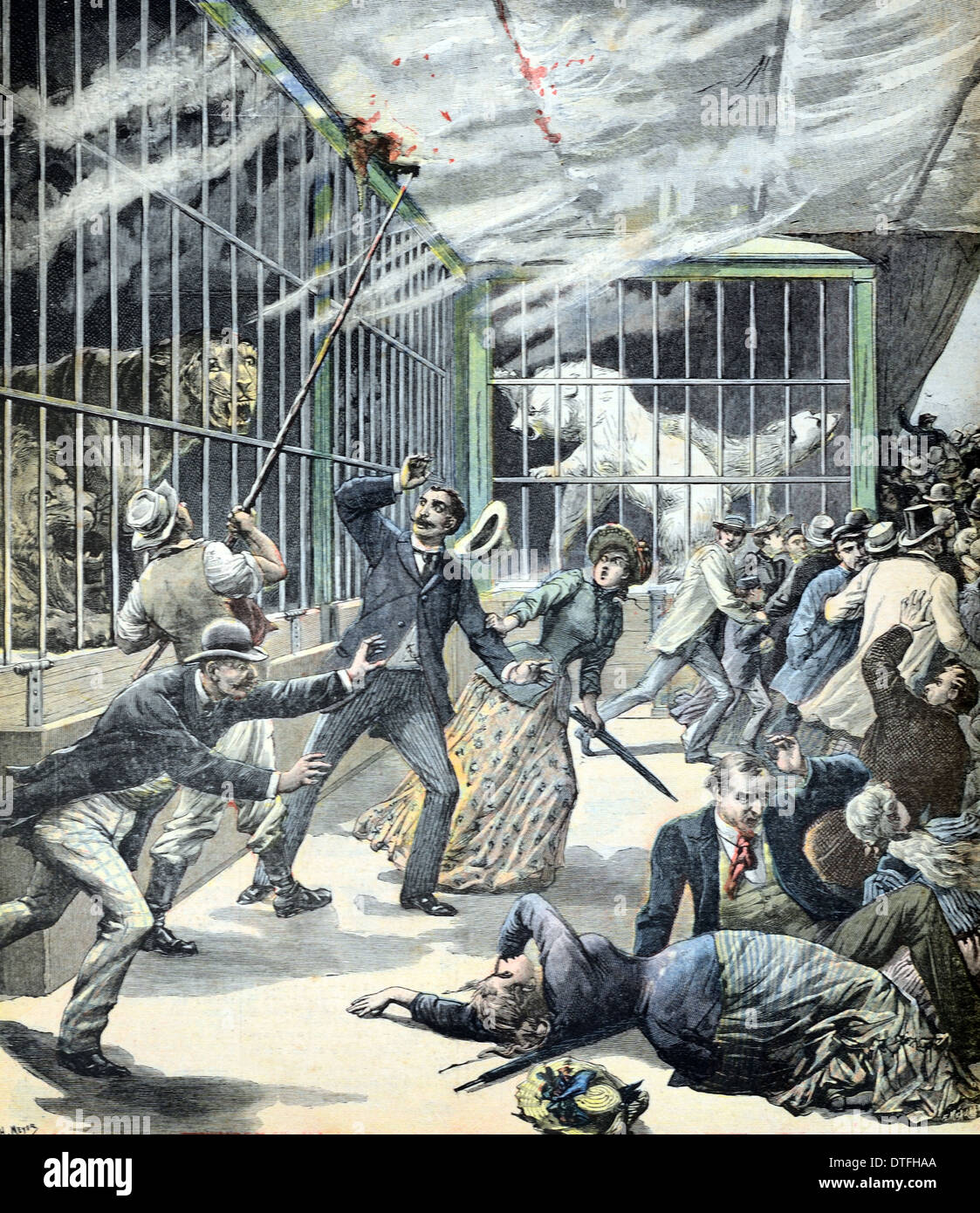 Incendie dans un zoo ou Menagerie Paris France 1891 Banque D'Images