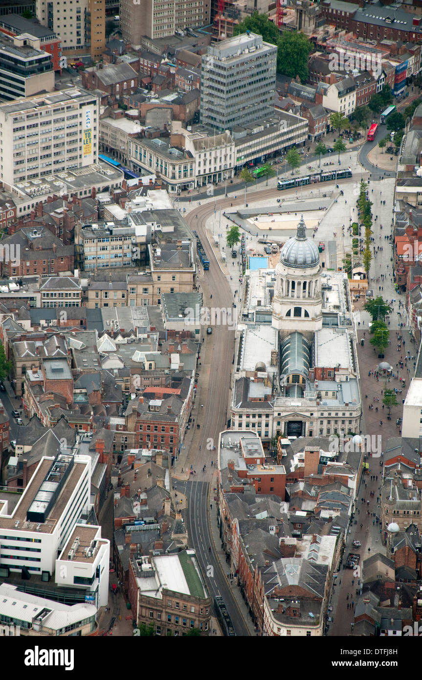 Vue aérienne de la chambre du conseil et le centre-ville de Nottingham, Nottinghamshire UK Banque D'Images