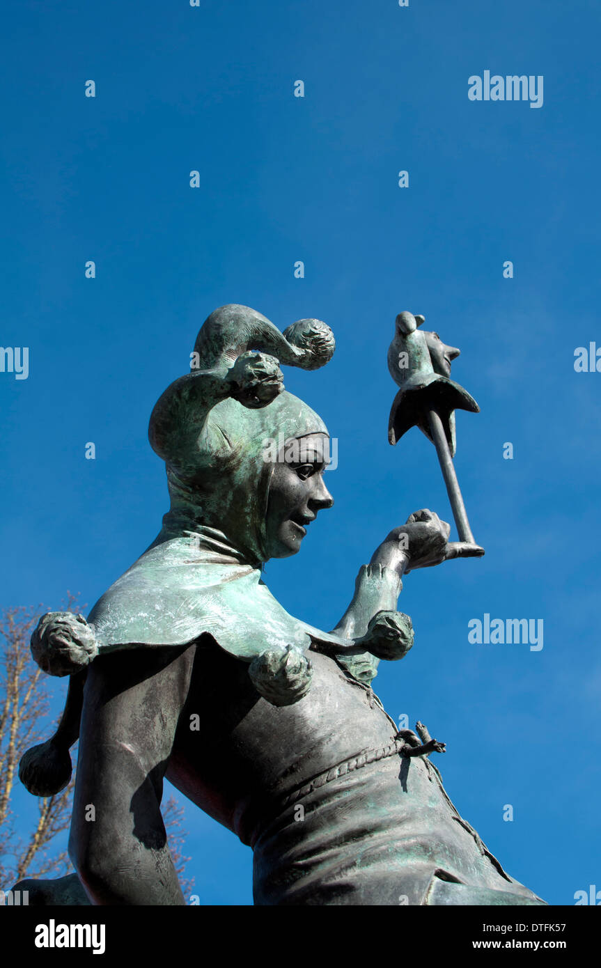 Jester statue en Henley Street, Stratford-upon-Avon, Royaume-Uni Banque D'Images