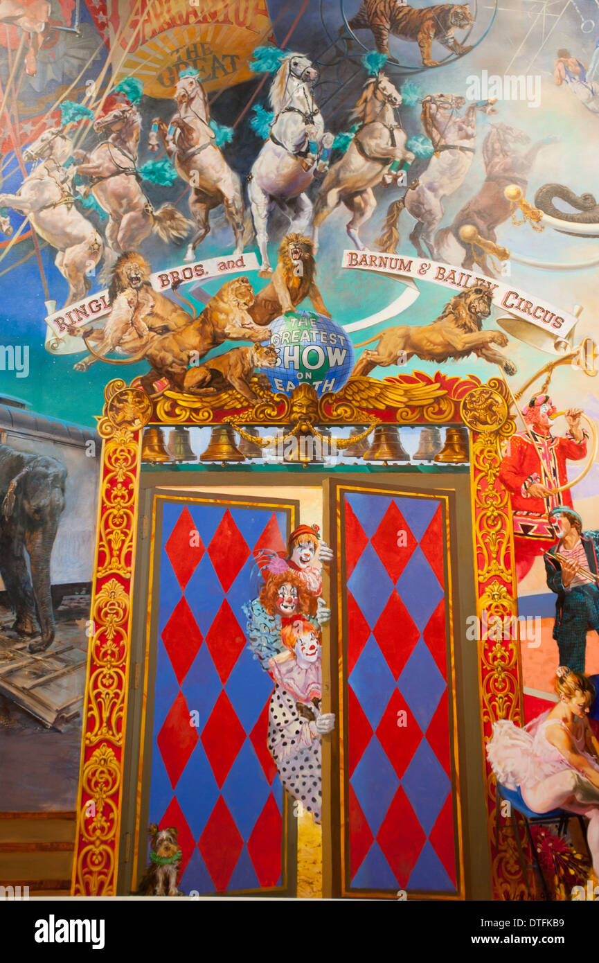 USA Floride Sarasota FL John Ringling estate et musée du cirque partie d'une peinture murale Banque D'Images