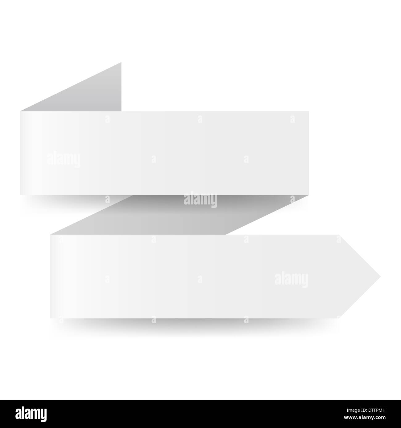 Deux étapes en zigzag blanc Flèche de papier sur fond blanc Banque D'Images