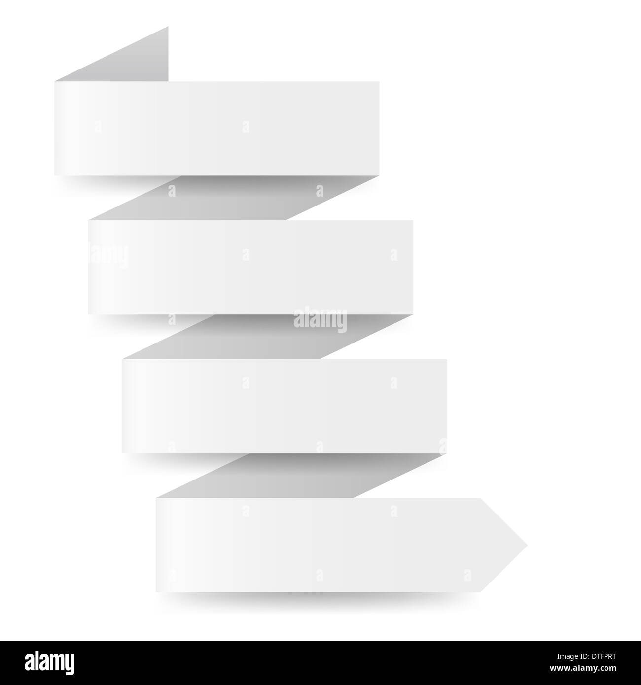 Papier blanc en forme de flèche en zigzag sur fond blanc Banque D'Images