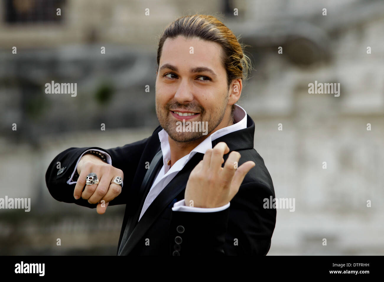 Rome, Italia, . Feb 17, 2014. La violoniste et l'acteur David Garrett assiste à ''La violoniste du Diable'' (Il Violinista del Diavolo) photocall à Rome - Cinéma Adriano Crédit : Andrea/NurPhoto ZUMAPRESS.com/Alamy Ciucci/Live News Banque D'Images