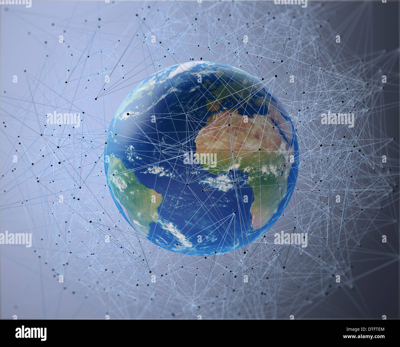 Un réseau 3d abstrait entourant la Terre Banque D'Images