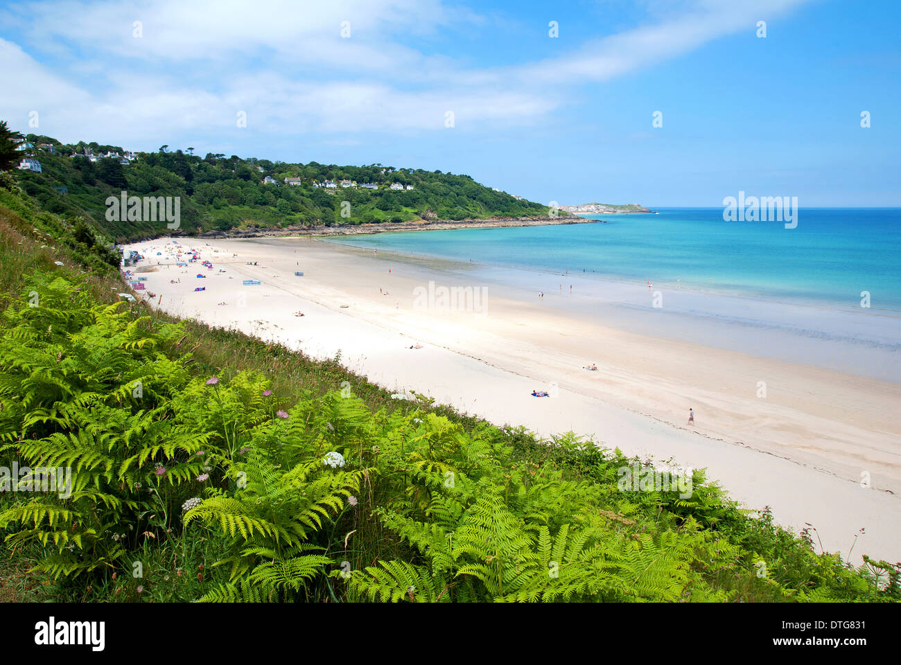 La plage isolée à Carbis Bay près de St.Ives à Cornwall, UK Banque D'Images