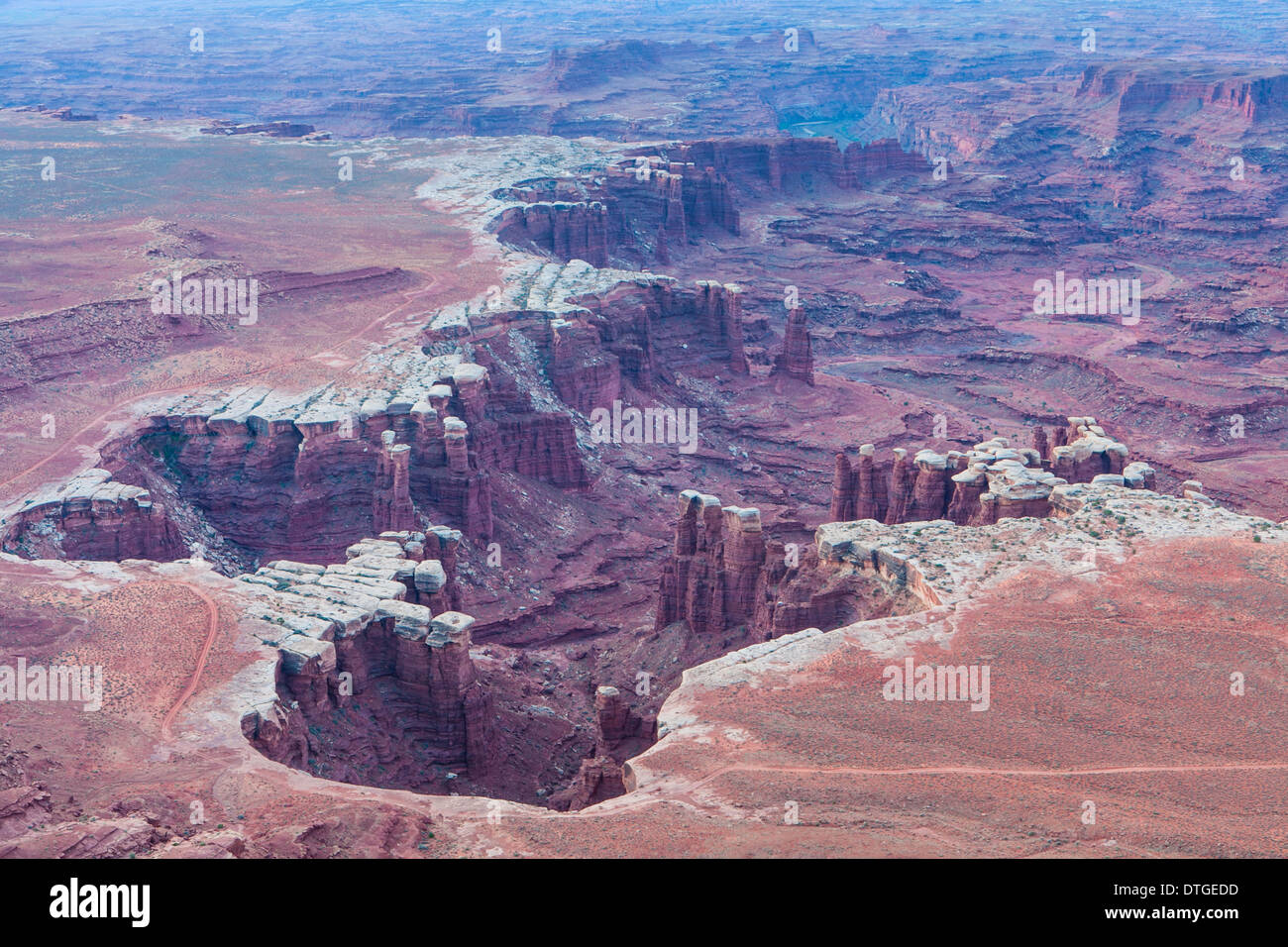 Le Livre blanc de Basn Monunement donnent sur la jante à l'aube, Canyonlands National Park, en Utah. Banque D'Images