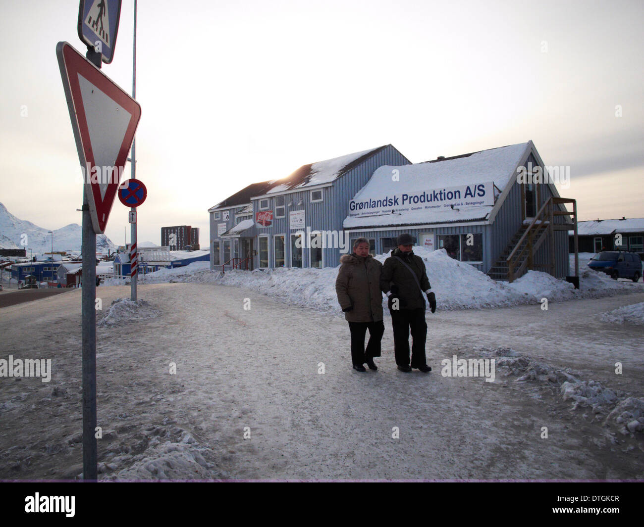 Une rue je Nuuk. Groenland Banque D'Images