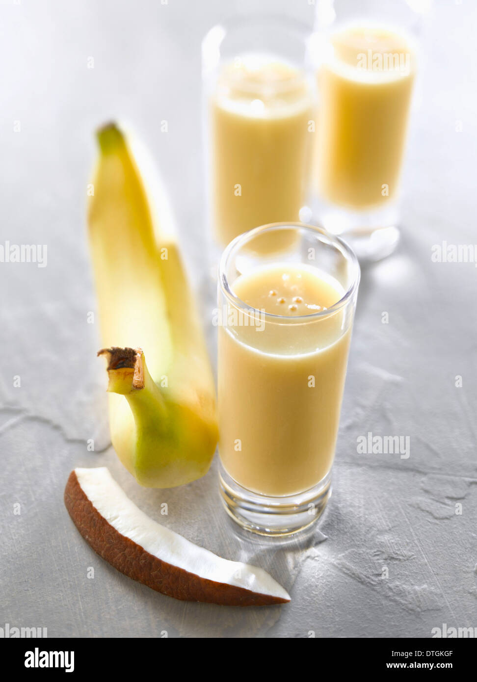Coco-banane smoothies Banque D'Images