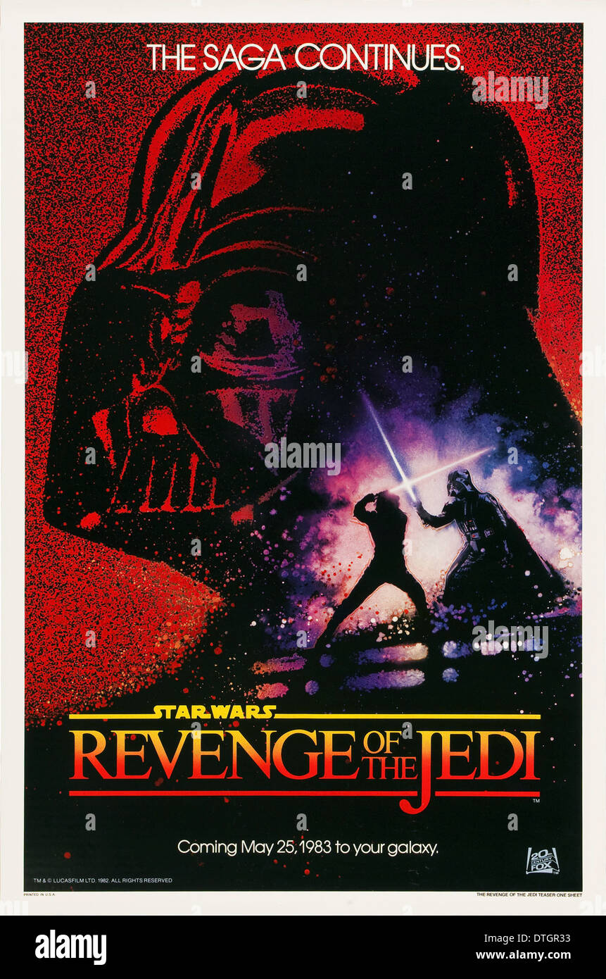 Pour l'affiche de film 1983 troisième film de la guerre des étoiles, initialement intitulé La revanche du Jedi. Banque D'Images