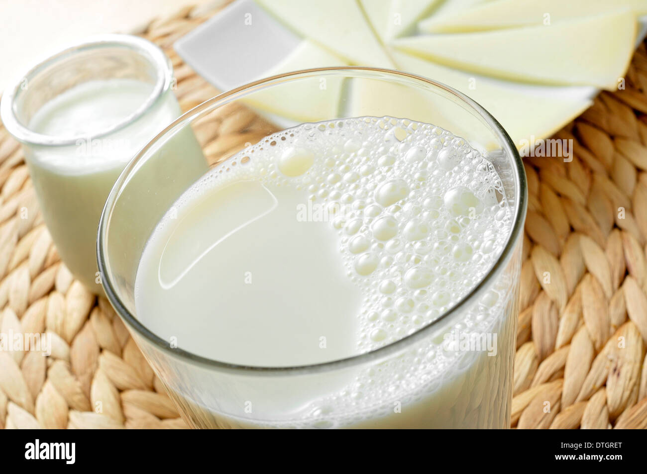 Certains produits laitiers comme le lait, yogourt ou fromage Banque D'Images