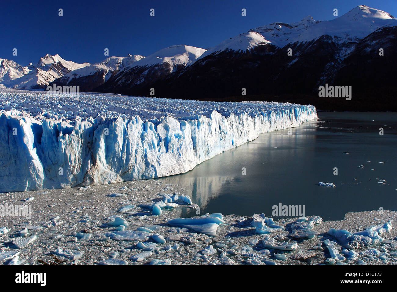 Lago argentino avec les icebergs, le glacier Perito Moreno, hautes Andes, près d'El Calafate, en Patagonie, Argentine Banque D'Images