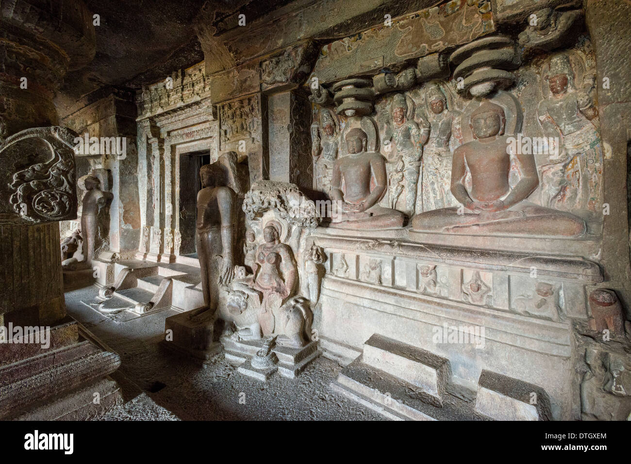La grotte 33, Jagannath Sabha grotte, les grottes d'Ellora, UNESCO World Heritage Site, Ellora, Maharashtra, Inde Banque D'Images