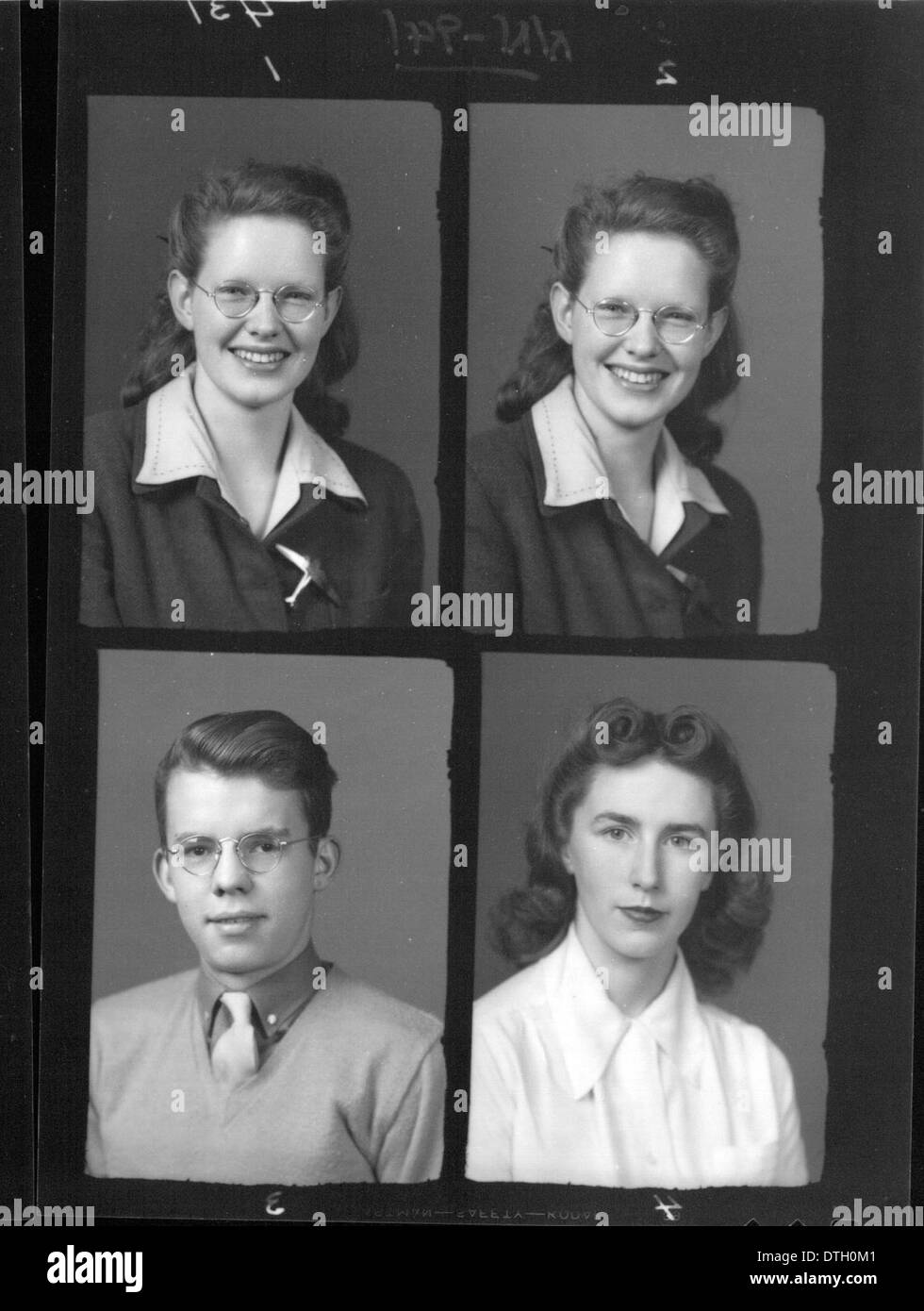 Des portraits de l'annuaire de 1942 de la McGuffey High School capturent des élèves d'Oxford, Ohio, pendant leurs années scolaires. Ces photographies servent de dossier historique de la vie étudiante au début des années 1940, préservant un instantané de l'éducation américaine pendant la seconde Guerre mondiale Banque D'Images