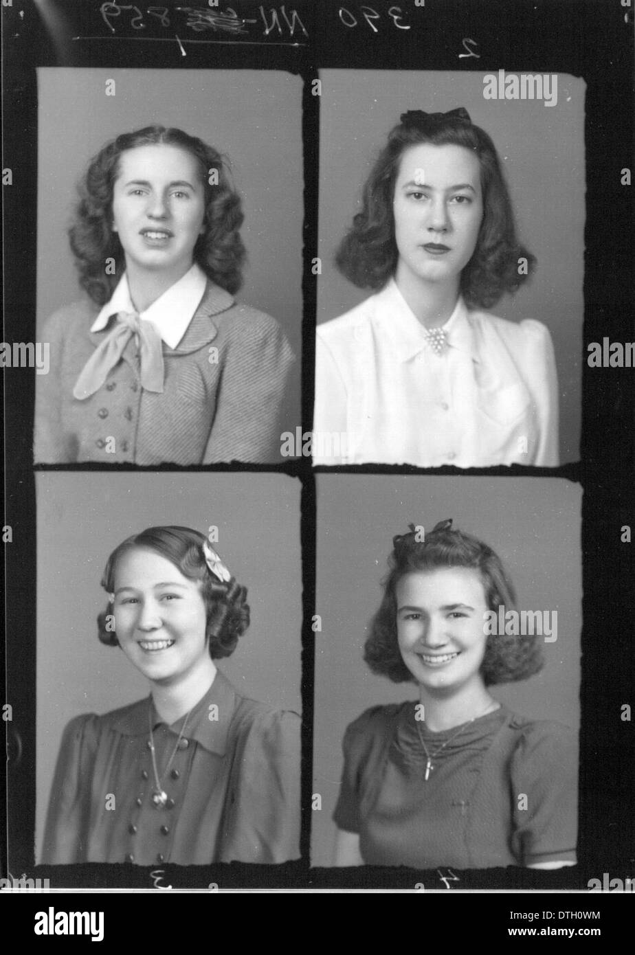 Cette collection de portraits de l'annuaire de l'école secondaire McGuffey de 1941 présente des élèves de l'époque, documentant leur apparence et leur style dans le contexte de l'Amérique des années 1940. Il offre un aperçu de l’histoire et de la culture de la communauté de Miami University au cours de cette période. Banque D'Images