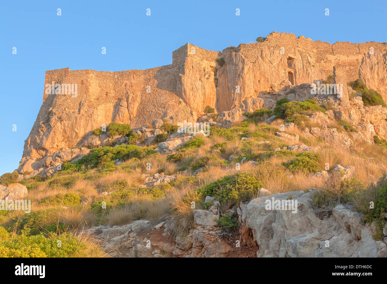 Castell del Rei forteresse en pierre historique au lever du soleil. Montagnes de Tramuntana. Zone de Pollensa, Majorque, Iles Baléares, Espagne Banque D'Images